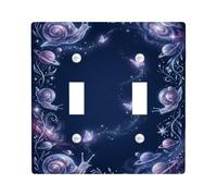 Plaque de protection pour interrupteur mural double escargot, planète cosmique fantaisie, papillon, été, bleu marine, taille standard, en plastique, pour nouvel appartement, maison, chambre à coucher