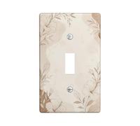 Plaque de protection pour interrupteur mural simple en forme de fleur, ligne de feuille naturelle minimaliste en plastique beige taille standard pour maison, salon, nouvel appartement (simple)