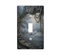 Plaque de protection pour interrupteur simple en forme de bateau - Filet rustique naturel - Sans plastique gris - Taille standard - Décoration pour la maison, le salon, la chambre à coucher, la salle
