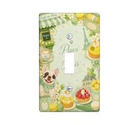 Plaque de protection pour interrupteur simple en forme de chien, chic et fantaisie, tour de Paris, Macarons, printemps vert, taille standard pour nouvel appartement, maison, chambre à coucher, bureau