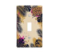 Plaque de protection pour interrupteur simple en forme de feuilles de palmier, formes géométriques tropicales modernes et éclaboussures, en plastique noir, taille standard, pour maison, salon, nouvel