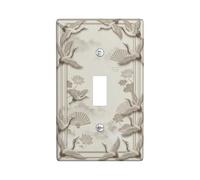 Plaque de protection pour interrupteur simple en forme de grue - Éventail oriental traditionnel en forme de nénuphar - Sans plastique beige - Taille standard - Pour chambre à coucher, salle de bain