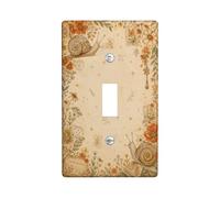 Plaque de protection pour interrupteur simple en forme d'escargot - Motif floral rustique vintage - En plastique beige - Taille standard - Pour nouvel appartement, maison, chambre à coucher, bureau