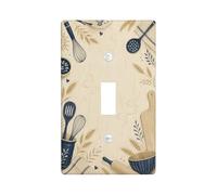 Plaque de protection pour interrupteur simple en plastique beige d'automne pour interrupteur à bascule, fouet de cuisine, style rustique et rustique pour décoration de maison, salon, chambre à coucher
