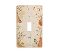 Plaque de protection pour interrupteur simple en plastique rustique avec fleurs naturelles et feuilles d'automne Beige Taille standard pour maison, salon, chambre à coucher, salle de bain (simple)
