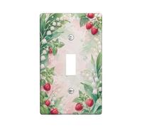 Plaque de protection pour interrupteur simple framboise - Fleurs de muguet naturelles - Feuilles vertes - En plastique vert printemps - Taille standard - Décoration pour la maison, la chambre à