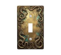 Plaque de protection pour interrupteur simple motif dragon - Carte celtique mythique - En plastique doré - Taille standard - Pour chambre à coucher, salle de bain, cuisine, entrée (simple)