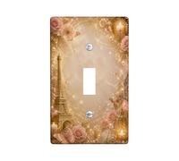 Plaque de protection pour interrupteur simple tour de Paris, romantique, vintage, papillon, or rose, taille standard, pour décoration de maison, salon, chambre à coucher, salle de bain (simple)