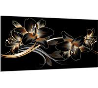Plaque de recouvrement 90x52 pour cuisinière Vitrocéramiquefeld Couverture anti-éclaboussures Plaque en verre Deko Planche à découper, Orchidée Noir