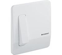 plaque de recouvrement Geberit avec déclenchement, blanc alpin 240121111 avec déclenchement pneumatique du rinçage, blanc