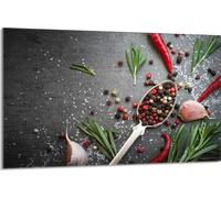 Plaque de recouvrement pour cuisinière 80x52cm en 1 partie Couverture de plaque vitrocéramique Protection contre les éclaboussures, Ardoise Epices
