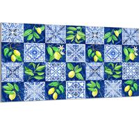 Plaque de recouvrement pour cuisinière 90x52 Vitrocéramiquefeld Couverture anti-éclaboussures Plaque de verre Déco Planche à découper, Mosaïque Citron