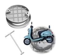 Plaque de Regard Robuste en Acier Inoxydable avec clés de Levage, Couvercle d'inspection intégré Durable pour allée, Cour, pelouse, Jardin et Route (90 cm de diamètre)