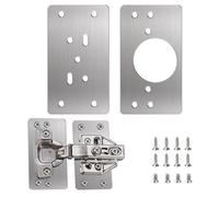 Plaque de réparation charnière inox 2 pcs - 9 x 4,7 cm, 12 trous, montage en applique