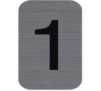 Plaque adhésive imitation Aluminium Chiffre 1 2,5x4,4 cm - Gris