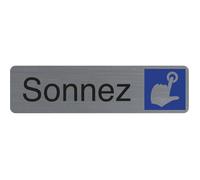 Exacompta Plaque de signalisation Sonnez – Aluminium brossé auto-adhésive 165 x 44 mm