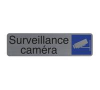 Exacompta Plaque de signalisation 'Surveillance caméra' adhésive aluminium brossé 16,5x4,4 cm