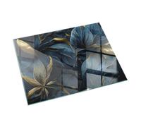 Plaque de Sol de Cheminée 120x80 cm Plaque de Sécurité Protection Thermique Revêtement de Sol Rectangle Verre Bords Polis sous la Cheminée Installation Facile - Feuilles élégantes en Texture