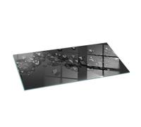 Plaque de sol en verre pour poêle et plaque protection sol devant cheminée motif nuages 125x50 Tulup