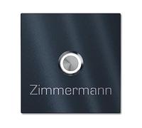 Plaque de Sonnette Carrée Personnalisée Graviers Design en Acier Inoxydable Anthracite RAL 7016 - Gravure Laser Nom - Bouton LED au Choix - 60x60 à 110x110mm - Made in Germany