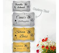 Plaque de sonnette personnalisée, plaque de numéro de maison, plaque de boîte aux lettres avec motif floral, plaque de nom auto-adhésive, plaque de bienvenue gravée, panneau de porte d'entrée argent/o