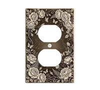 Plaque de sortie duplex botanique vintage rose et papillon | Illustration botanique vintage, art floral, accents de papillon, décoration d'intérieur classique, élégante plaque murale