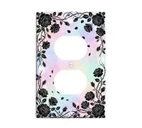 Plaque de sortie duplex romantique avec citation florale noire | Cadre de vigne de rose noire, fond aquarelle pastel, esthétique gothique, couverture murale florale