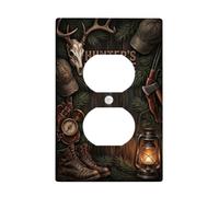 Plaque de sortie duplex rustique avec citation de l'homme chasseur crâne de | Thème chasse, fond en bois rustique, décoration de cabine, cadeau pour homme d'extérieur, accessoires de cabine