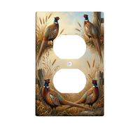 Plaque de sortie duplex rustique avec motif de faisan | Art de la faune, thème extérieur rustique, décoration d'intérieur de campagne, style cabane de chasse