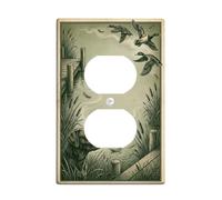 Plaque de sortie duplex vintage motif canard chasse chien | Canards volants, quartiers en bois, art de la faune, décoration de cabane rustique, thème campagne
