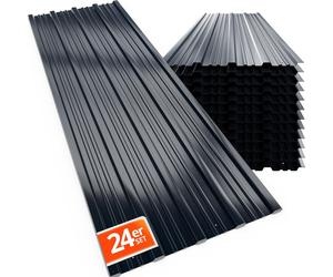 Plaque de toiture tôle ondulée trapézoïdale - Acier galvanisé - 129 x 46 cm - Lot de 24 - Anthracite
