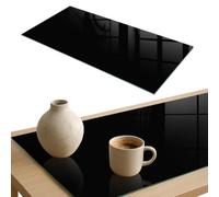 Plaque de Verre Trempé Rectangulaire 100x50 cm | Protection de Remplacement | Installation Facile | avec Coussinets Antidérapants | Bords Polis | Idéal pour Le Salon | Style Moderne - Noir Lisse