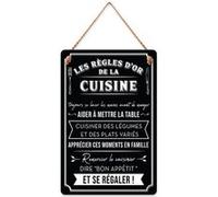 Plaque à suspendre relief - Règles de la cuisine 30 cm