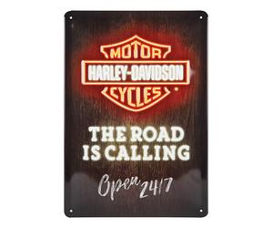 Plaque décorative métallique HARLEY DAVIDSON THE ROAD IS CALLING - 20 x 30 cm
