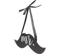 Plaque Décorative Style Créatif de Mariage en Bois Foncé, avec Ruban | Décoration pour Porte ou Restaurant, Accessoire de Fête, Panneau Suspendu, Usage Extérieur, Noir