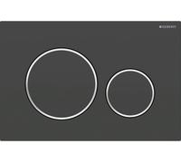 Plaque deGeberit Sigma20 2 volumes KS, laquée noir mat, anneau poli, ronde, 1 pièce.