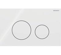 Plaque deGeberit Sigma40, 2 volumes, ronde, verre blanc, 1 pièce.