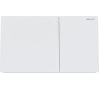 Plaque deGeberit Sigma70, 2 débits, acier inoxydable, blanc mat, carrée, 1 pièce.