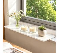 Plaque d'extension de rebord de fenêtre en bois massif, capacité de 66 lb | For la décoration des plantes et le stockage au bureau et à domicile(White L X W,69x25cm)