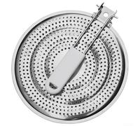 Plaque diffuseur de chaleur en acier inoxydable avec poignée pliable pour une utilisation sûre sur brûleurs à gaz ou électriques - Protège les ustensiles de cuisine contre les fissures et la