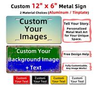 Plaque d'immatriculation américaine en métal personnalisée, taille 12x6 pouces, décoration murale rétro en aluminium/fer blanc, ajouter un texte/image Custom Text Red