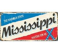 Plaque d'immatriculation décorative 30,00 cm x 15,00 cm Mississippi | Décoration Mur | aluminium 3 mm résistant