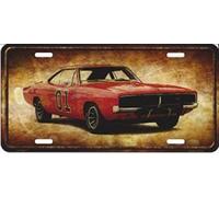 Plaque d'immatriculation vintage en métal The General Lee - Dimensions : environ 20 x 30 cm (L x l)