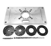 Plaque d'insertion de table en alliage d'aluminium avec 4 anneaux pour banc de travail du bois, 235 mm x 120 mm x 8 mm