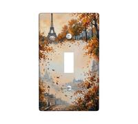 Plaque d'interrupteur à bascule Paris Tour de Paris paysage d'automne | Style impressionniste, thème Paris, feuillage d'automne, décoration de voyage, paysage urbain européen