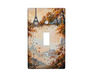 Plaque d'interrupteur à bascule Paris Tour de Paris paysage d'automne | Style impressionniste, thème Paris, feuillage d'automne, décoration de voyage, paysage urbain européen