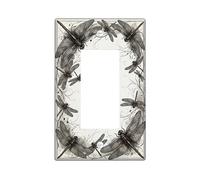 Plaque d'interrupteur à bascule simple en plastique noir avec motif libellule - Style vintage - Pour nouvel appartement, maison, chambre à coucher, bureau