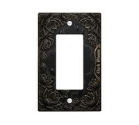 Plaque d'interrupteur à bascule simple en plastique noir - Style gothique - Élégante pierre fumée - Taille standard - Décoration pour la maison, le salon, l'appartement