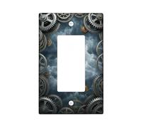 Plaque d'interrupteur à bascule unique - Nuages industriels Steampunk - En métal - Sans plastique gris - Taille standard - Décoration pour nouvel appartement, maison, chambre à coucher, bureau
