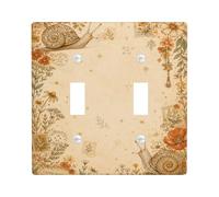 Plaque d'interrupteur double escargot vintage rustique en plastique beige de taille standard pour salon, chambre à coucher, décoration de bureau